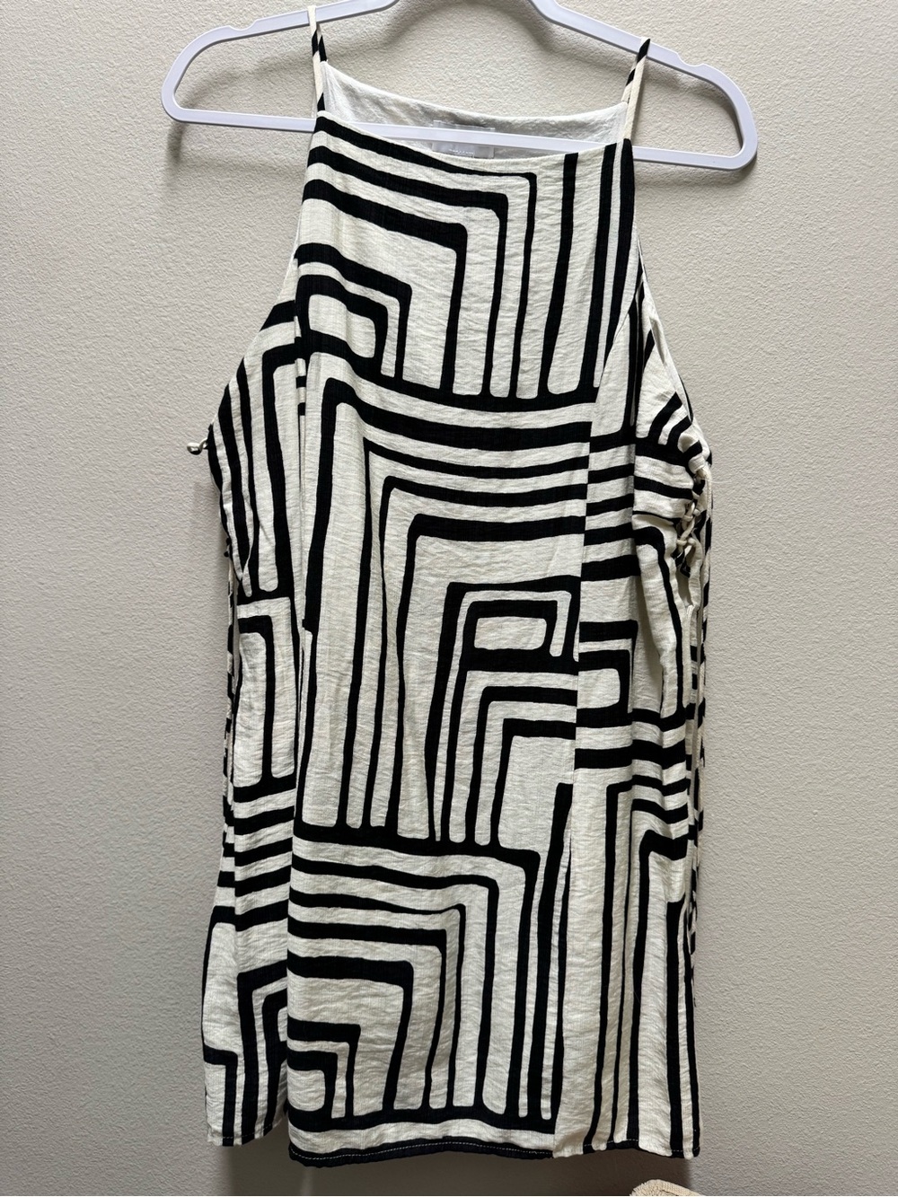 Lucy Paris Black & White Geometric Halter Mini Dress